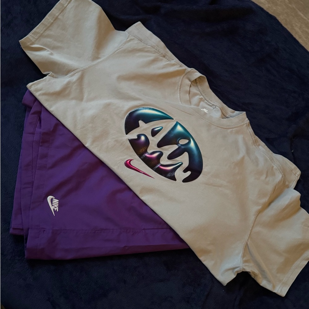 Nike Gray Tee with Purple Accents